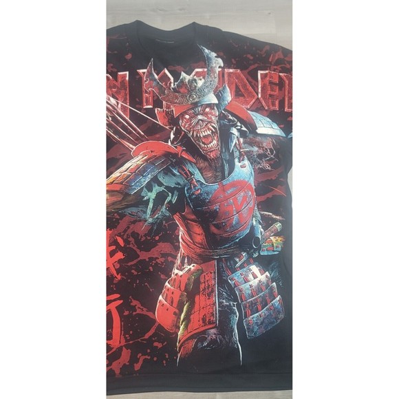 Iron Maiden tshirt All Over Print Eddie the Head Samurai Japanese Reboot Cut Tag - Picture 3 of 10